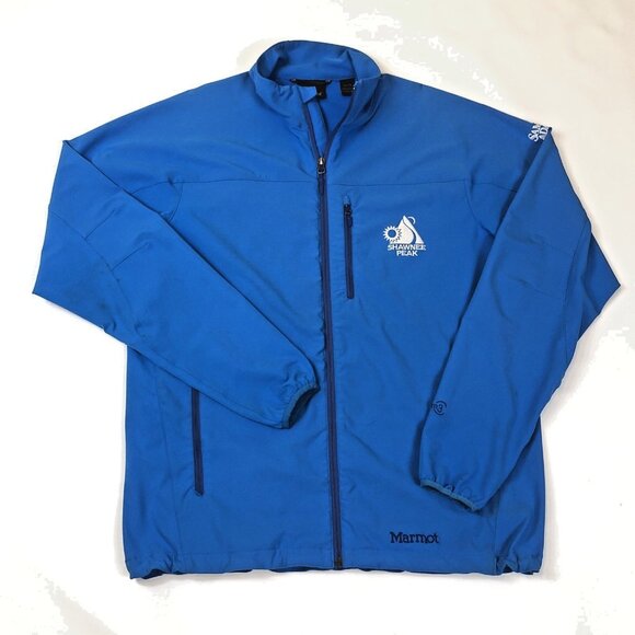 Shawnee Peak Ski Resort Mens Marmot Tempp M3 Softshell Blue Jacket Size XL - Picture 1 of 16